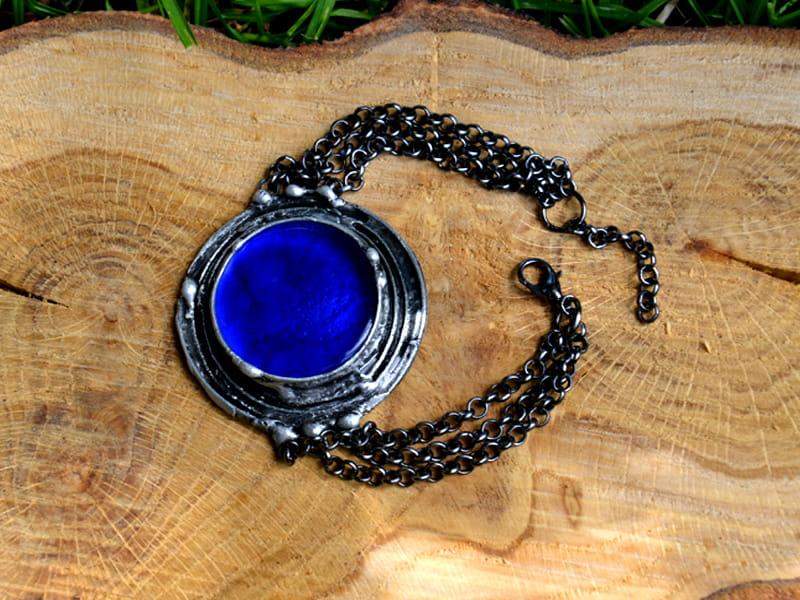 Bransoletka duży opleciony szafir (w kolorze ciemnego srebra)