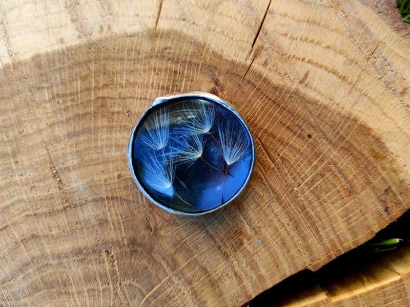 Broszka z dmuchawcami (oprawa w kolorze ciemnego srebra)