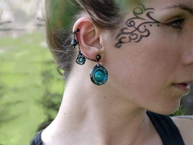 Kolczyki turkusowy przepych (w kolorze ciemnego srebra)