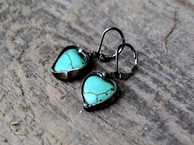 Kolczyki z serduszkami z turkmenitu