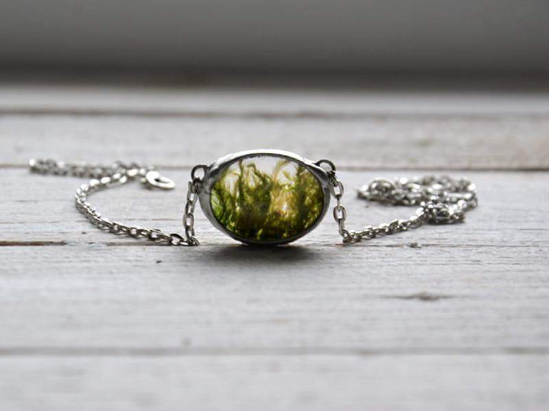 Maleńki naszyjnik z mchem (w kolorze srebrnym)