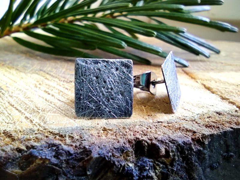 Minimalistyczne kolczyki wkrętki kwadraty (sztyfty i zatyczki ze stali chirurgicznej)