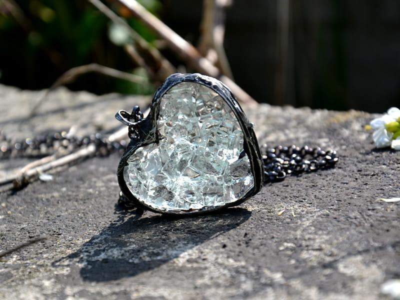 Naszyjnik rustykalne serce (oprawa w kolorze ciemnego srebra)